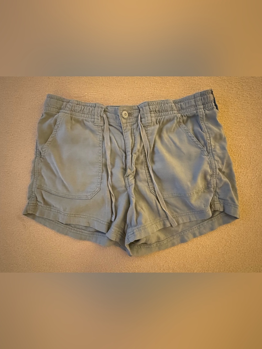 American Eagle Outfitters Linen Blend Olive Green Drawstring Casual Shorts